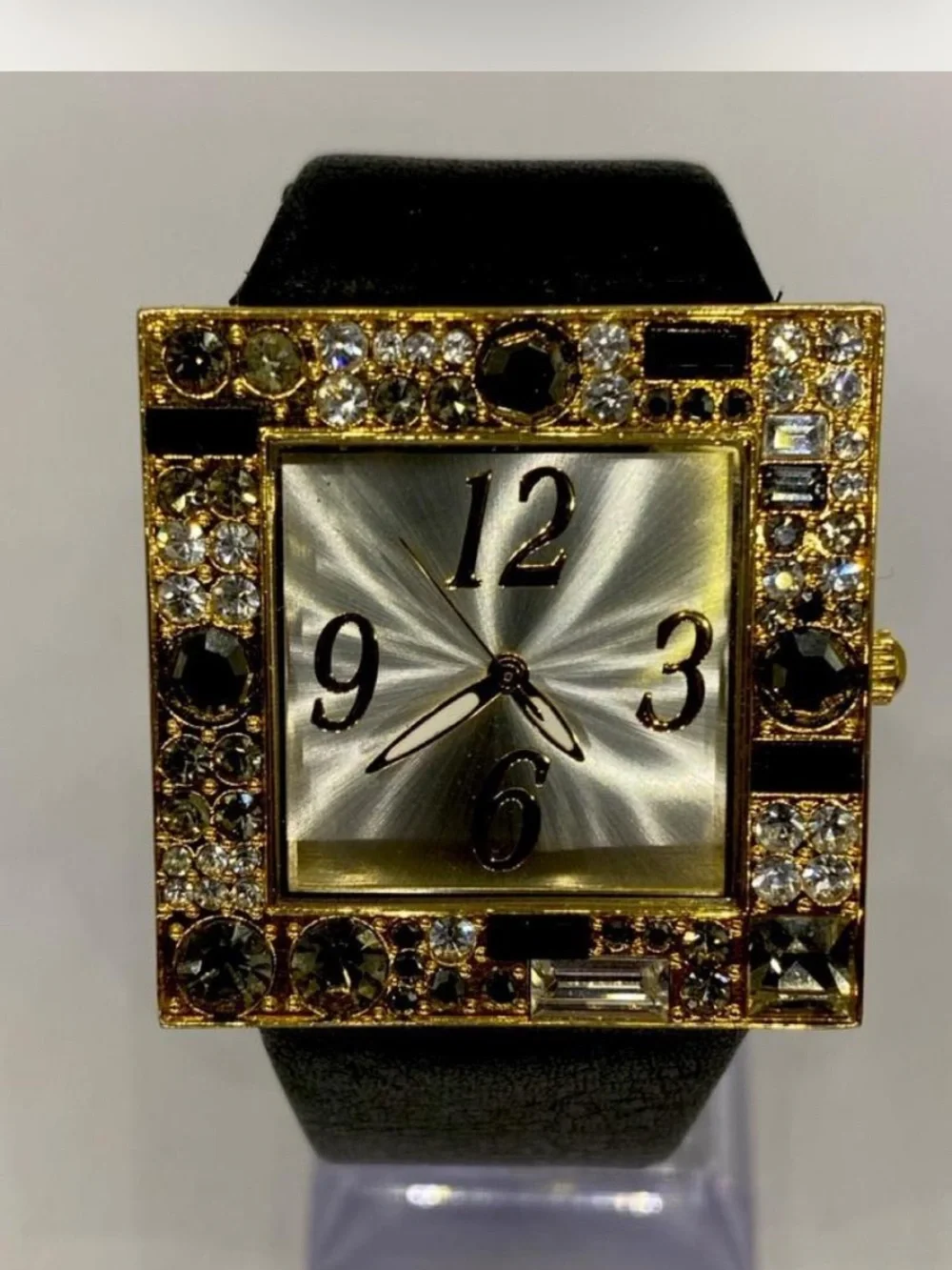 Gold-Tone Square *** Iced  Crystal Accent Women's Watch ^^^ Cocktail Time 🍸